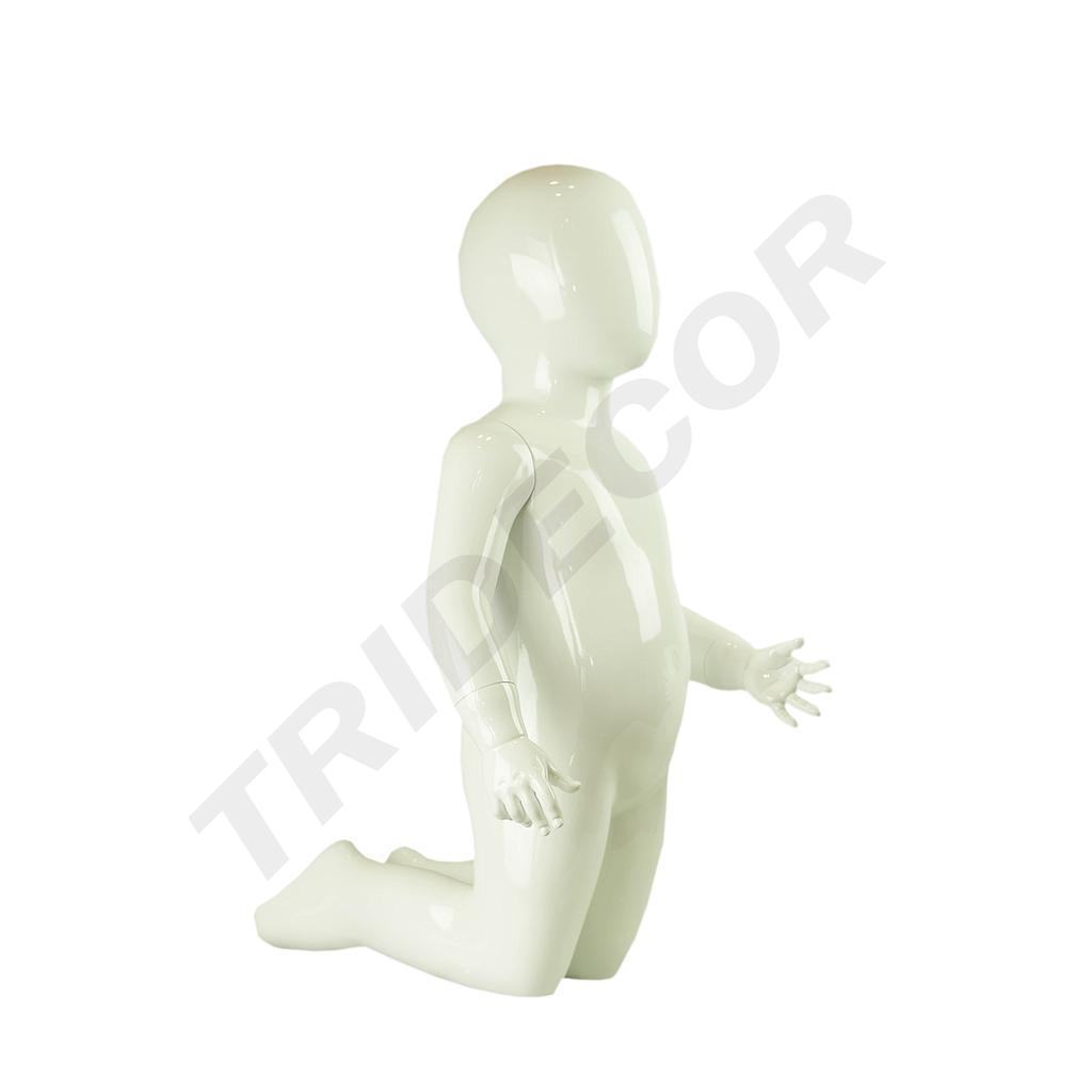 Mannequin enfant agenouillé laqué blanc brillant 3 ans Fibre