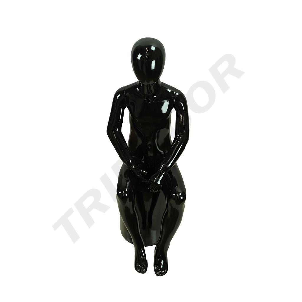 Maniquí Infantil Sentado Sin Rostro Negro Brillo 4 Años