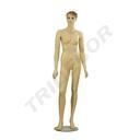 Mannequin féminin en fibre de verre couleur chair avec cheveux sculptés