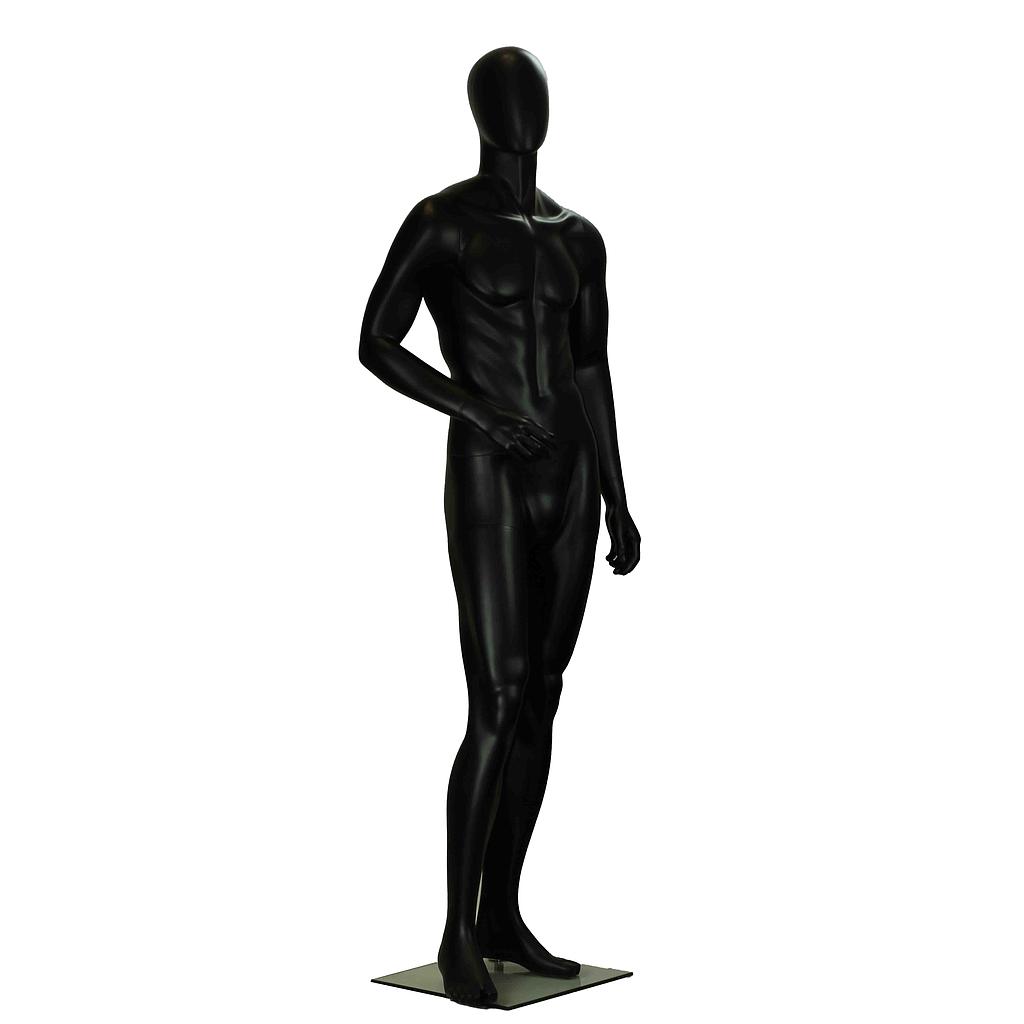 Matte Black Lacquered Mannequin Without Features Bent Arm