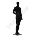 Matte Black Lacquered Mannequin Without Features Bent Arm