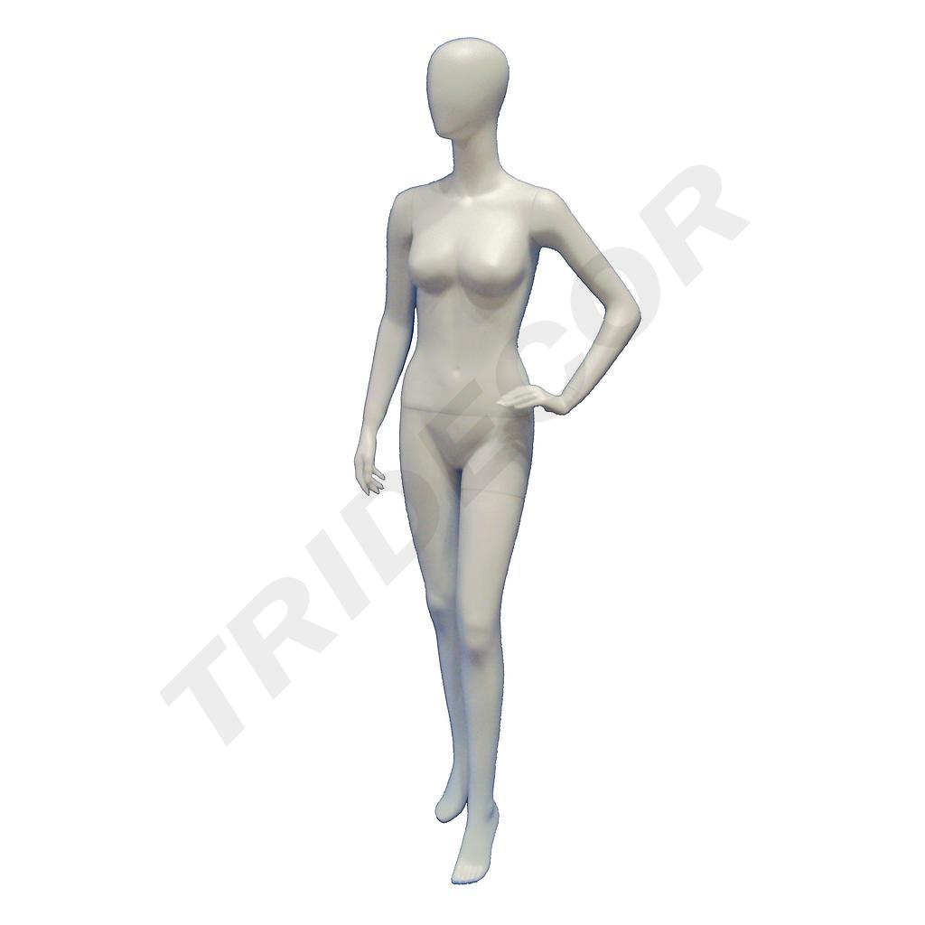 Maniquí de Mujer sin Rostro Blanco Mate Mano en la Cadera