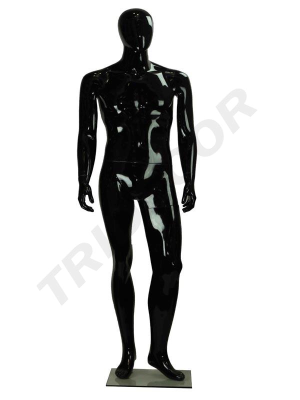 Glossy Black Lacquered Male Mannequin Without Features