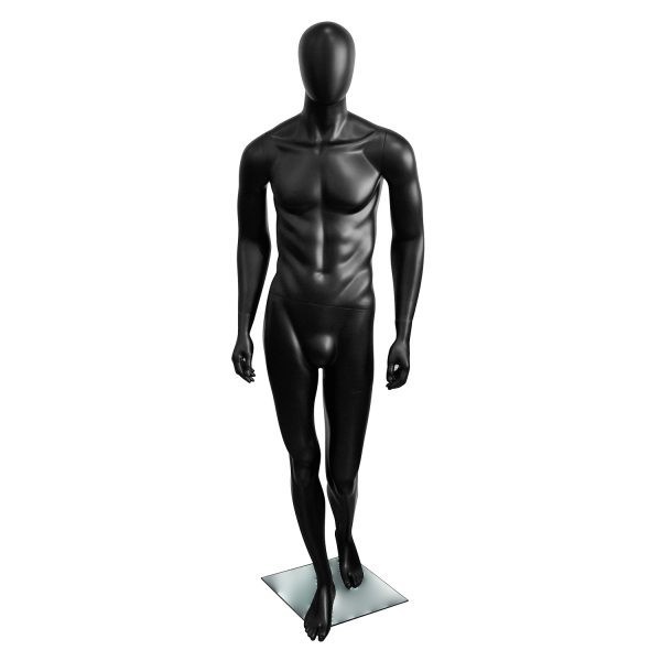 男模黑亚光Maniquí de Hombre Fibra de Vidrio Negro Mate Simple