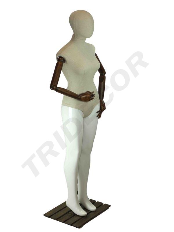 Maniquí Mujer Articulado De Tela y Fibra Blanco Brillo