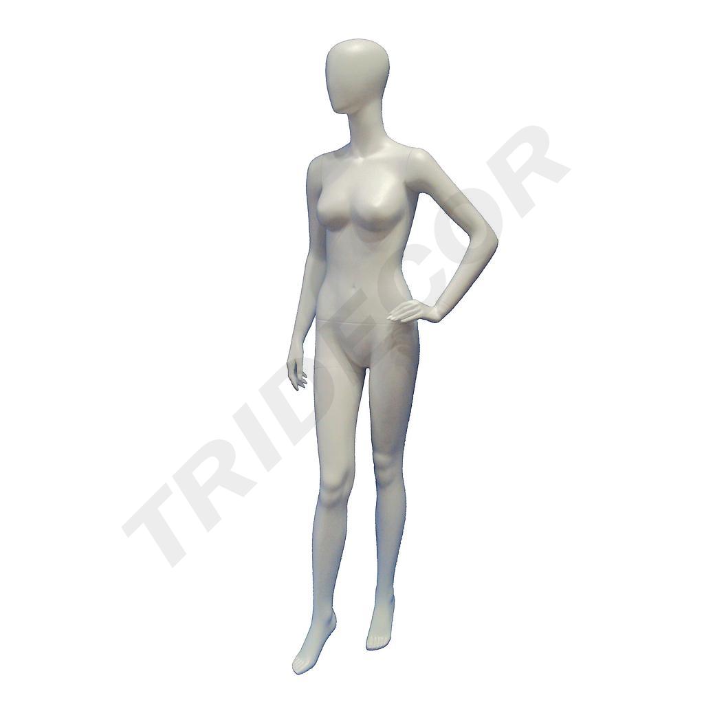 Manichino femminile in bianco opaco con mano sulla vita