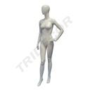 女模特 白亚光 Maniquí Mujer Fibra Vidrio Blanco Mate Sin Facciones