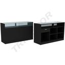 Theke mit Glas 180x50x90 cm Farbe Schwarz
