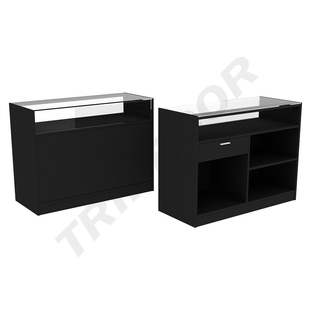 Theke mit Glas 120X50X90 cm Farbe Schwarz