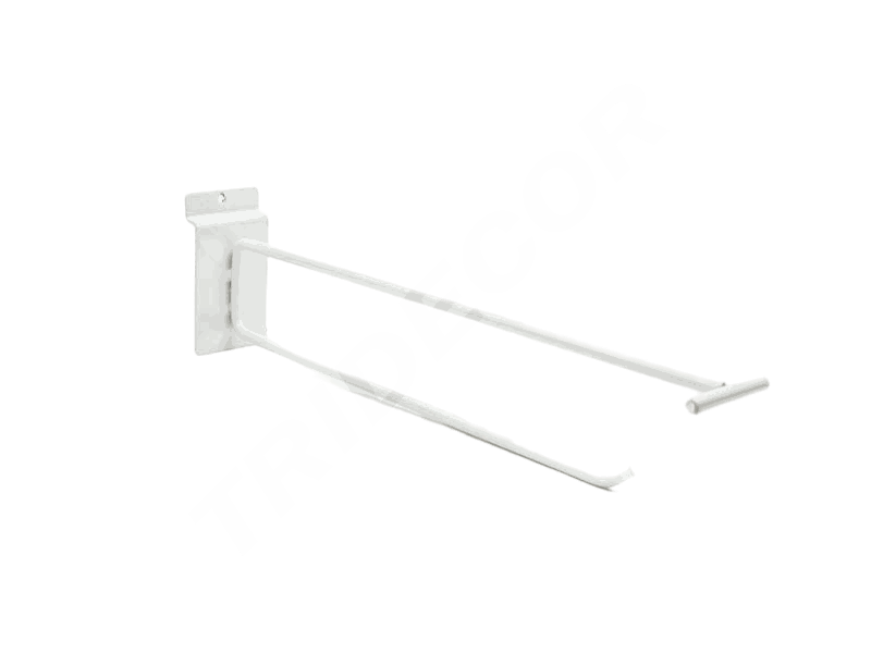 Gancho Duplo com Suporte de Preço 35 cm Painel de Ripas Branco