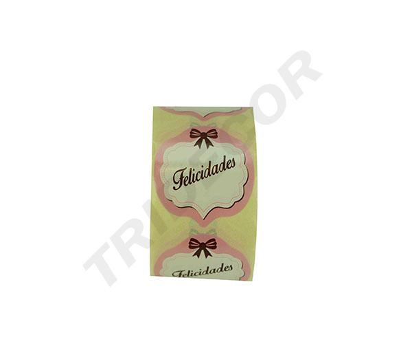 “恭喜”白色/粉色标签 250 件 Etiquetas "Felicidades" Blanco/Rosa 250-Rollo