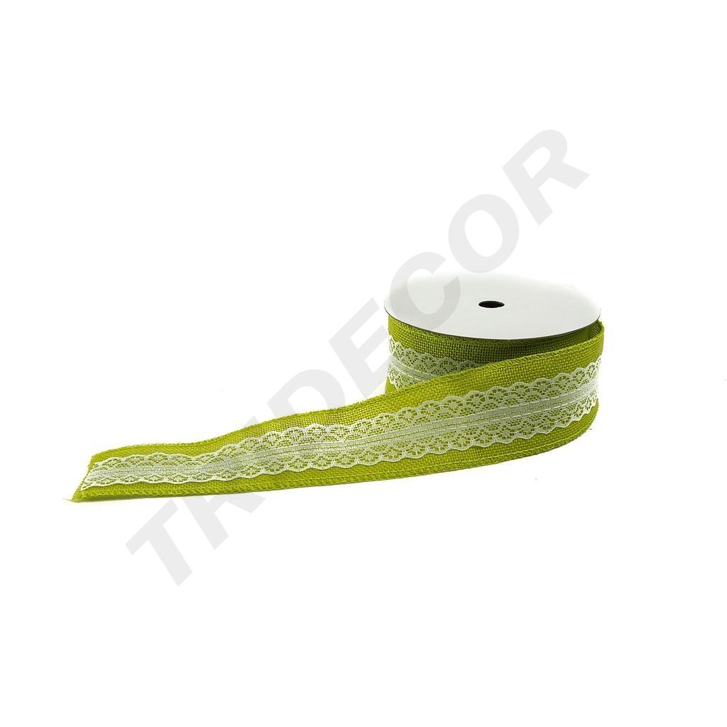 Nastro di sacco verde chiaro con pizzo 9m