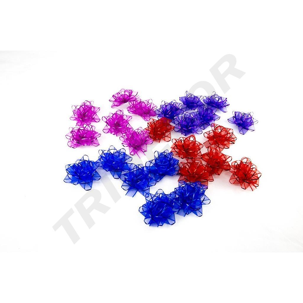 紫色、红色、紫红色和蓝色纺织星 8X8X4cm Estrella Textil Morado Rojo Fucsia y Azul 8X8X4cm
