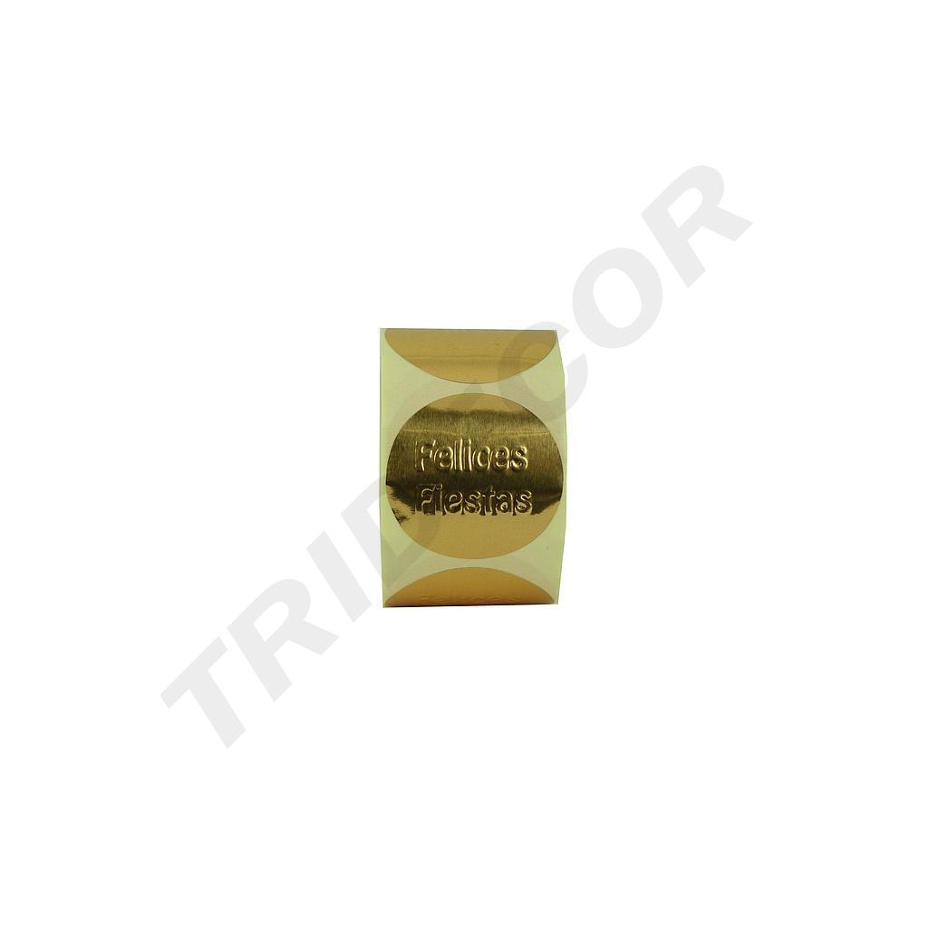 Autocolante Boas Festas Dourado 4cm 250 Rolos