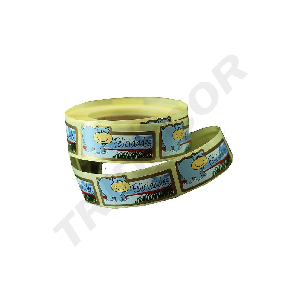 “Congratulations” Hippopotamus Motif Sticker