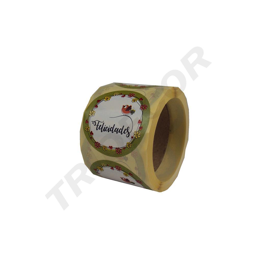 Congratulations Sticker with Birds Motif