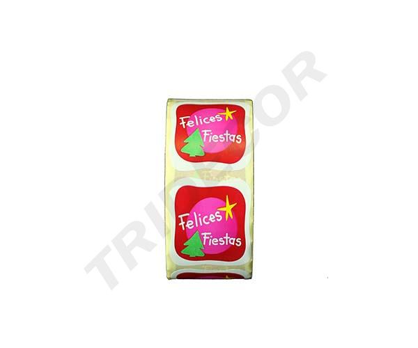 Egatina 'Joyeuses Fêtes' Motif d'arbre 4X4cm Rouleau de 500