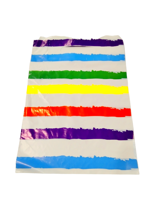 Bolsa de Plástico Asa Troquelada 25X35cm Arcoiris 100 /Pq 20Pq/caja