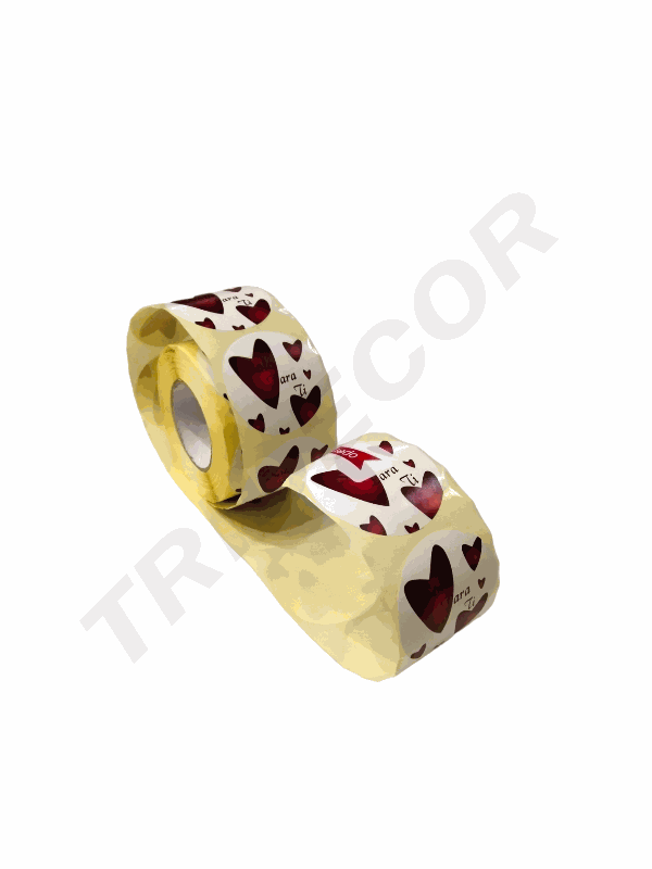 Sticker "Just for You" Round Red Heart White Background 500-Roll