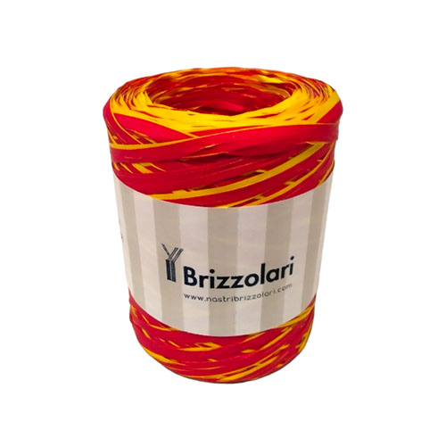 Red and Yellow Raffia Ribbon Roll 5mmx200m 6802 Col89