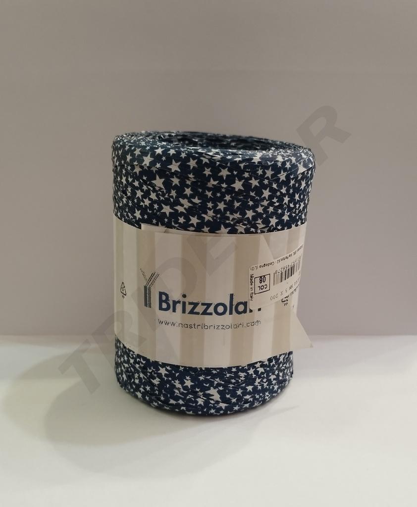 Blue Raffia Ribbon Roll with Stars 5mmx200m 68244 Col08