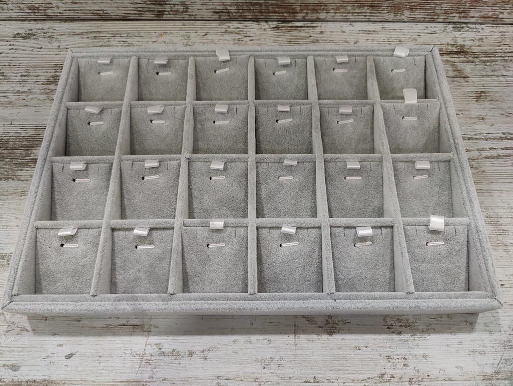 Schmuck-Display-Tablett 24 Space Grauer Samt