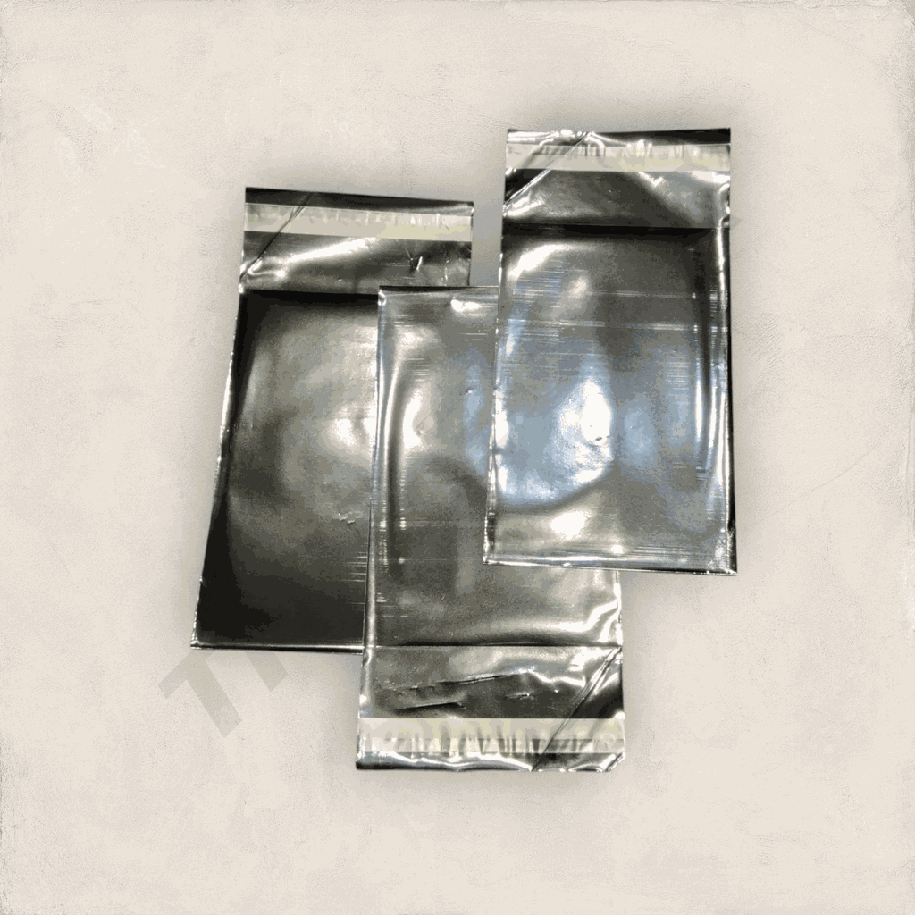 Sobres Metalizados Plata Con Adhesivo 10X15+4 Cm