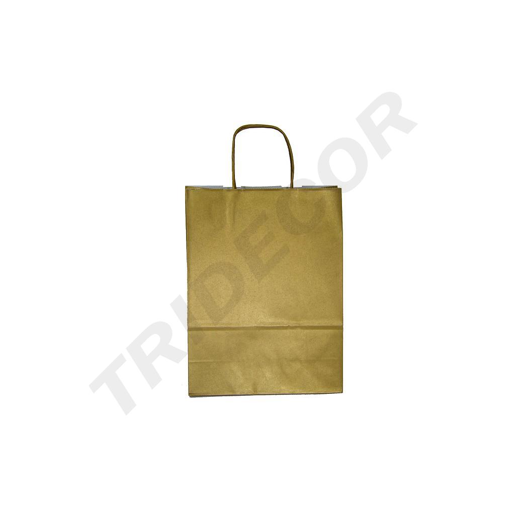 Bolsas papel celulosa doradas con asa rizada 45x49x15 cm 25 Unidades