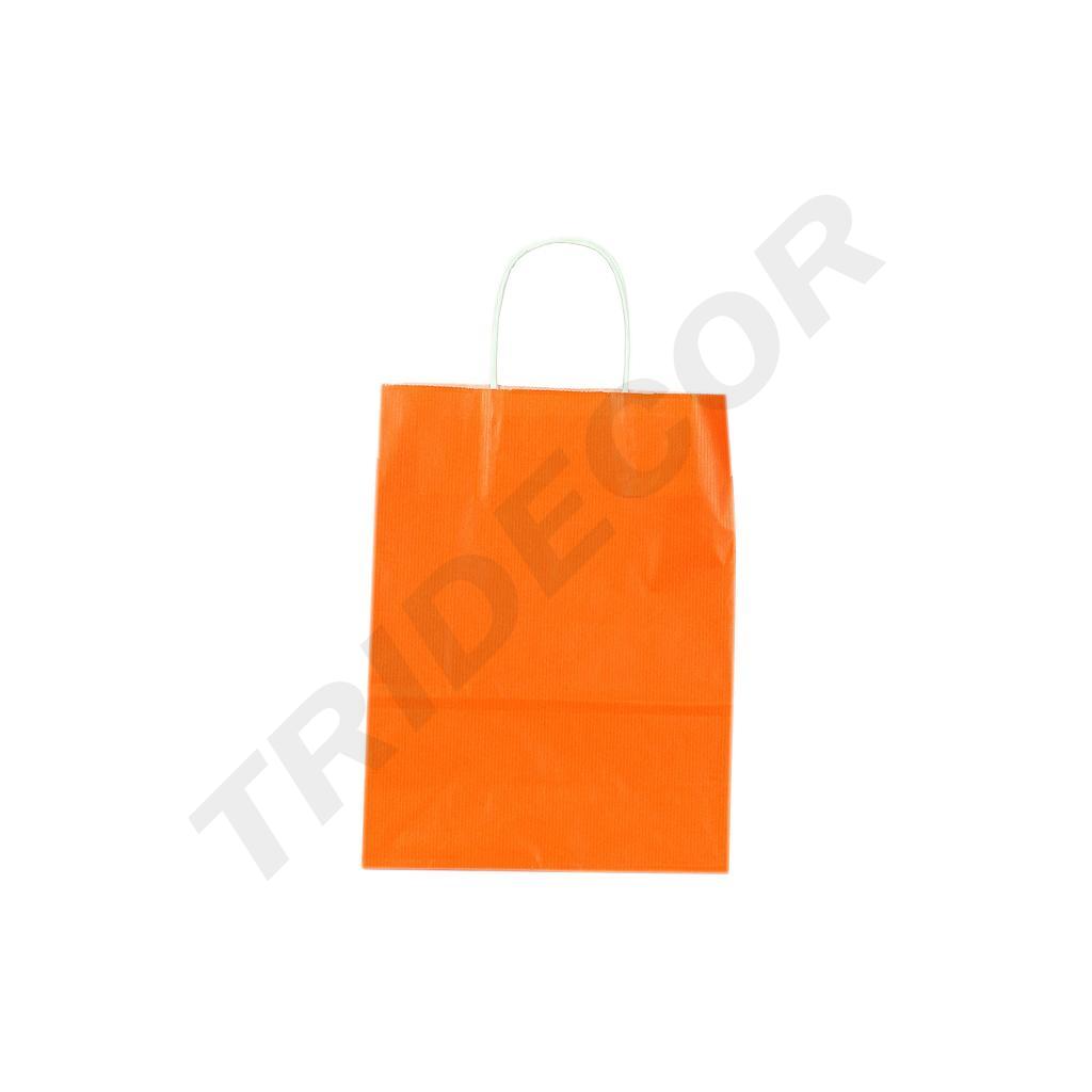 Sac en papier cellulose avec poignée frisée, couleur orange, 45X15X49 cm - 25 unités