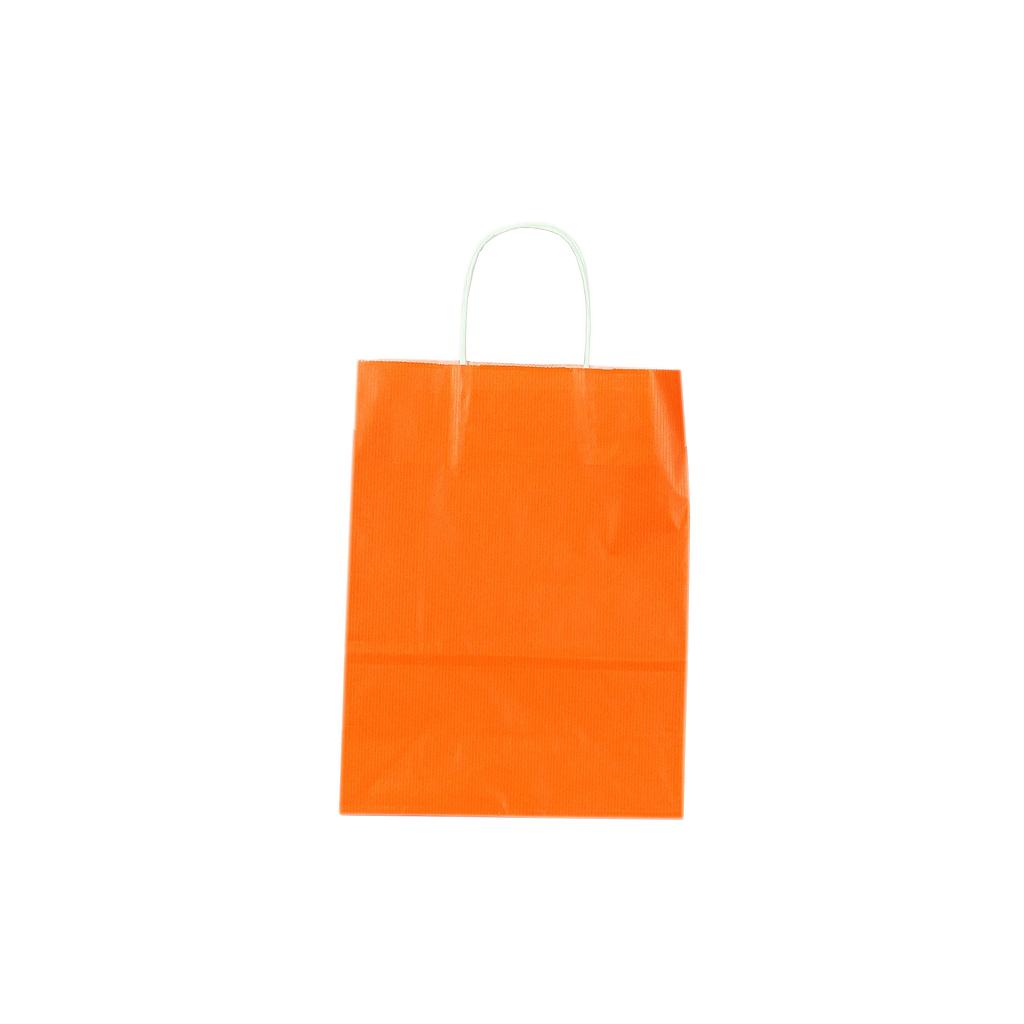 Sac en papier cellulose avec poignée frisée, couleur orange, 45X15X49 cm - 25 unités