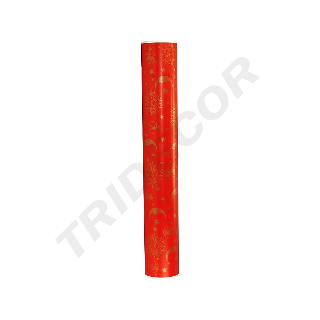 Papel de Presente Vermelho com Detalhes Dourados 62cm
