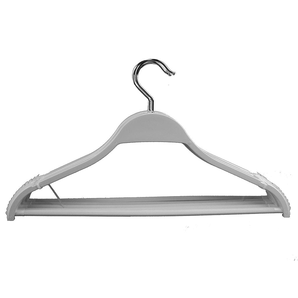 Perchas de Plástico Blancas con Barra y Antideslizante 43 cm 5 Unidades