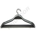 Perchas Negras Ranuradas con Barra y Antideslizante 43 cm 5 Unidades