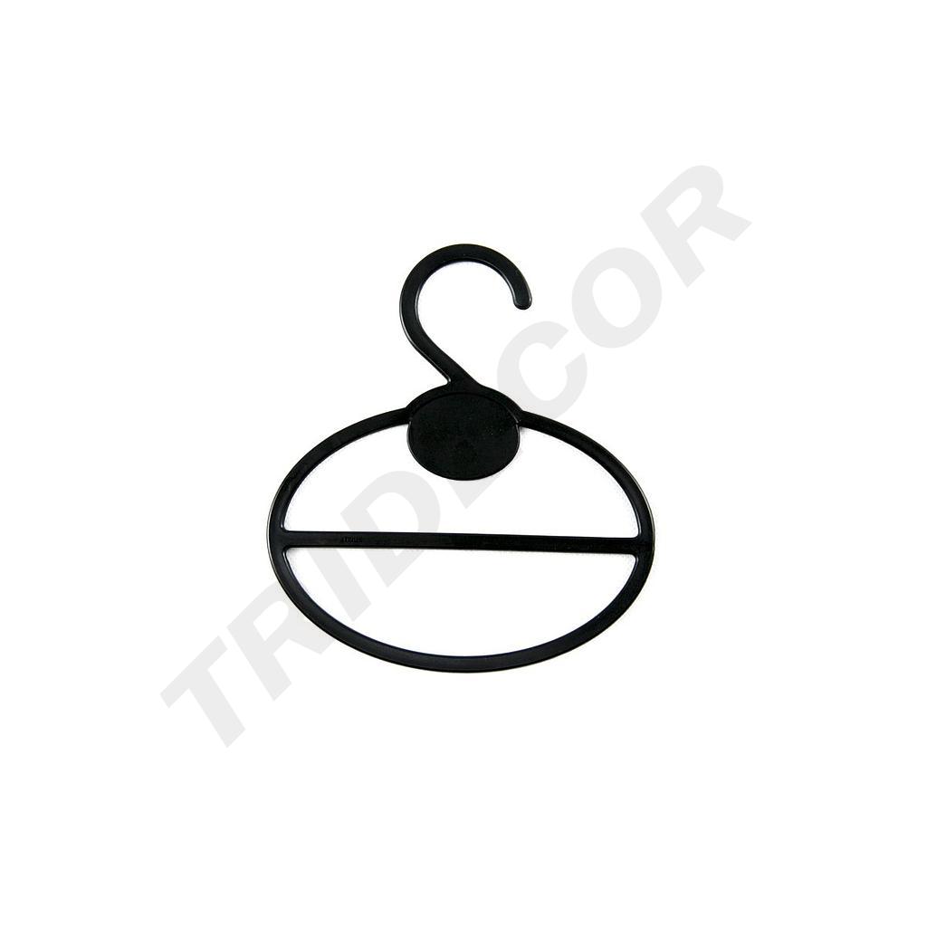 Appendiabiti ovale in plastica per sciarpe, colore nero, 10 pezzi