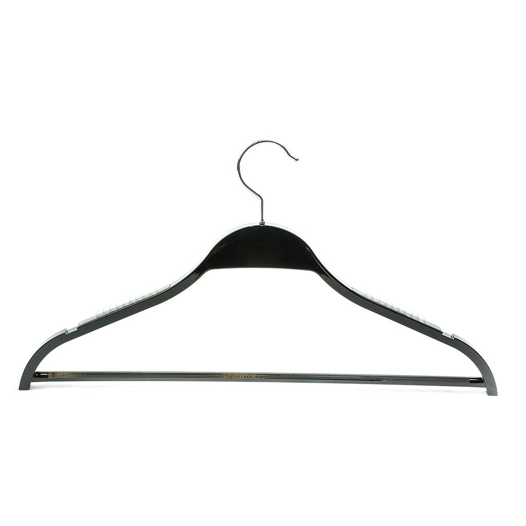 胶合木带横杆黑色衣架Percha de Madera Con Barra y Antideslizante Color Negro 44.5cm