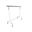Porte-manteau sur roulettes extensible et réglable en hauteur blanc