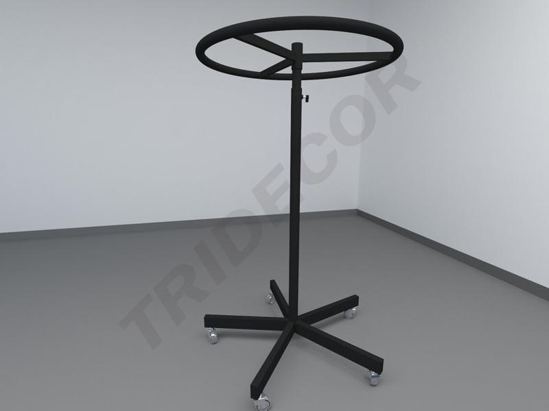 Porte-manteau rond sur roulettes noir Hauteur 115-188cm Diamètre 81cm