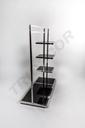 Steel Coat Rack Black Glass Side Shelves 136X120X50cm