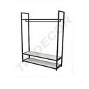 Cuier negru cu 3 rafturi de lemn, Dimensiuni: 179X120X35.5cm