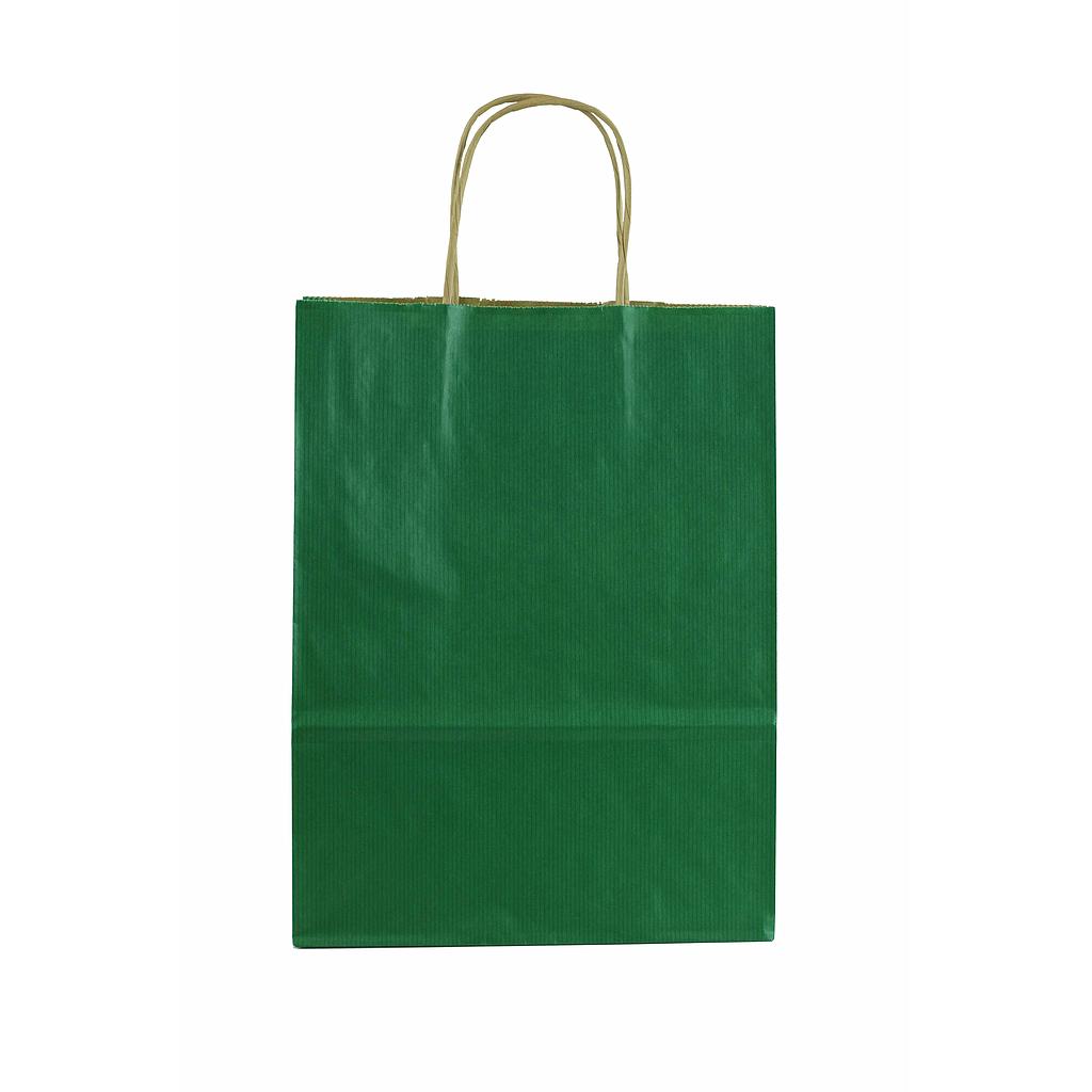 绿色卷边手提纸袋 27X22X10 厘米 25 个装