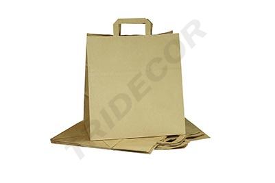 Borsa di carta con manico piatto colore Avana 34x22x32 25 unità
