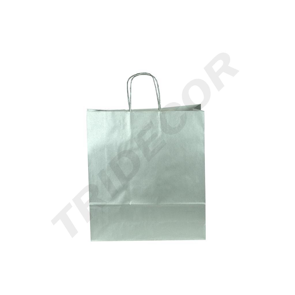 Zellulose-Papiertasche mit lockigem Griff, Silberfarbe, 45X49X15CM - 25 Stück