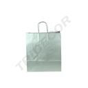 Zellulose-Papiertasche mit lockigem Griff, Silberfarbe, 45X49X15CM - 25 Stück