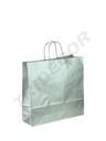 Saco de papel de celulose com pega encaracolada prateada, 37x27x12 cm, 25 unidades
