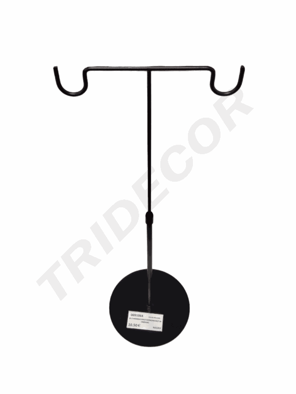 双钩对称黑色包架 Expositor Doble Gancho Simetria Negro 35.5-64cm(Altura)x23cm(Ancho)x18cm(Base)