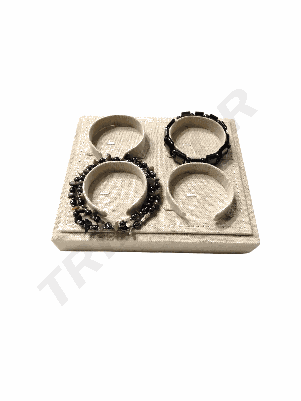 Expositor Joyería 4 Posicion para Reloj O Pulsera 4位手表 手镯架 白麻