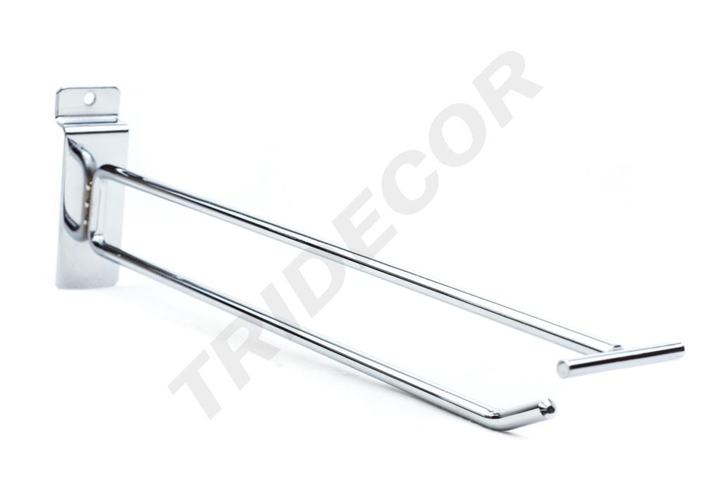 双线电镀带价格牌槽板钩 30CM Gancho Doble Línea Con El Portaprecio para Sistema de lama30cm 100/caja