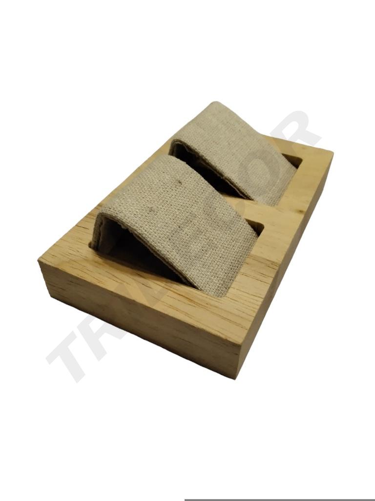 Expositor para 2 Pendientes de Madera y Lino