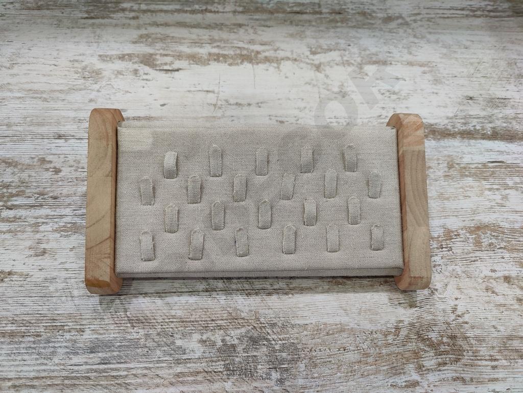 Expositor Para 22 Anillos Madera Y Lino