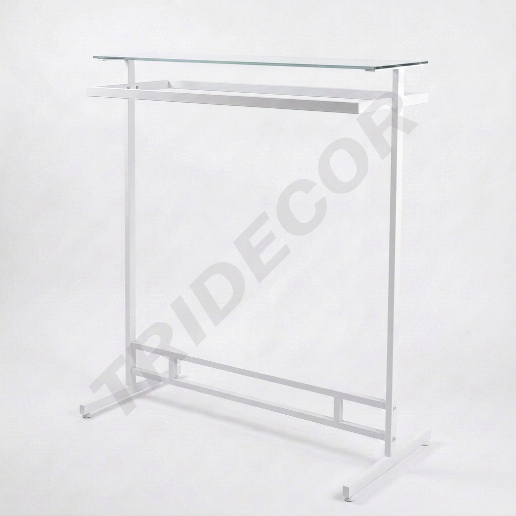 Perchero doble rectangular color blanco con cristal superior